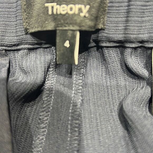 Theory Womens Mid-Rise Flat Front Pull-On Straight Leg Cropped Pants Navy Size 4 - Picture 3 of 7